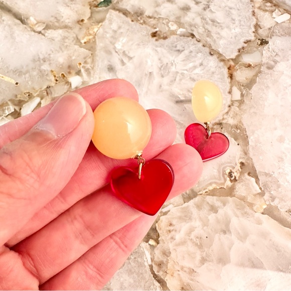 Acrylic Heart Earrings - Picture 5 of 6